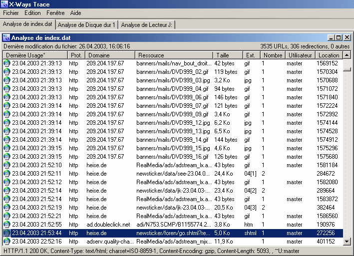 X-Ways Trace screenshot